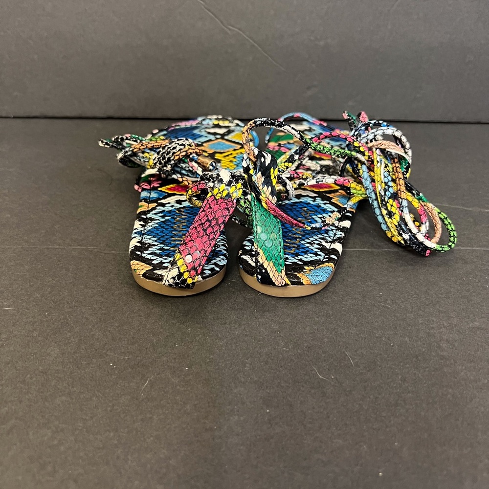 Liliana Colorful Snake Skin Pattern Strappy Sandals Size 8 - Picture 3 of 8